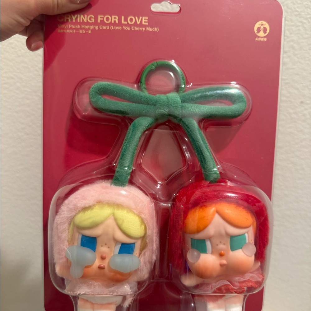 Crying For Love Hanging Cherry Plush Duo - Pink & Red